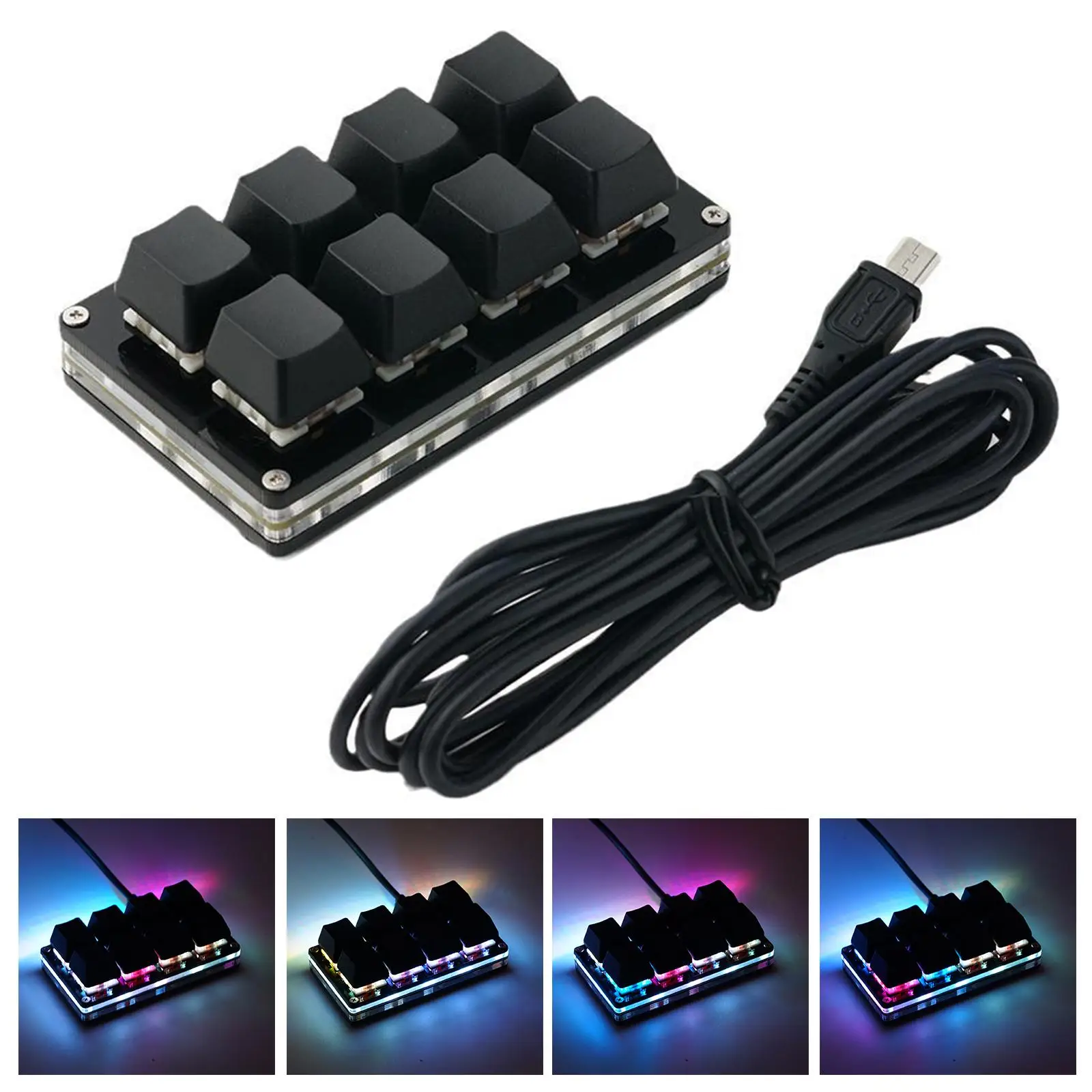 

RGB 8 Keys Mini Keypad DIY Shortcut Keyboard Custom Keyboard Programmable Mechanical Keyboard Gaming Keyboard