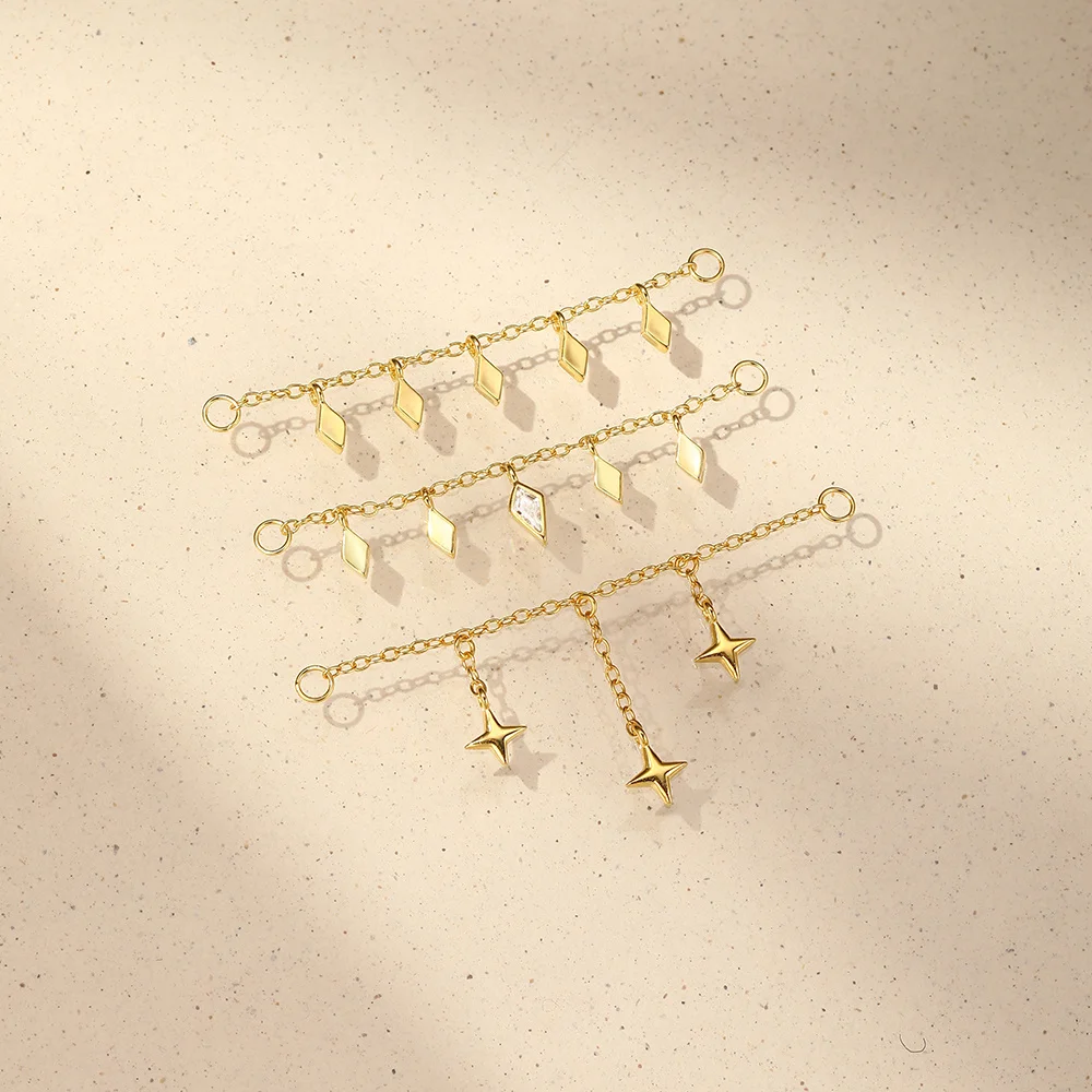 AIDE 925 Sterling Silver Kite Stone Zircon Flat Head Internal Thread Piercing For Women Star Chain Tassel Accessories Jewelry view 6