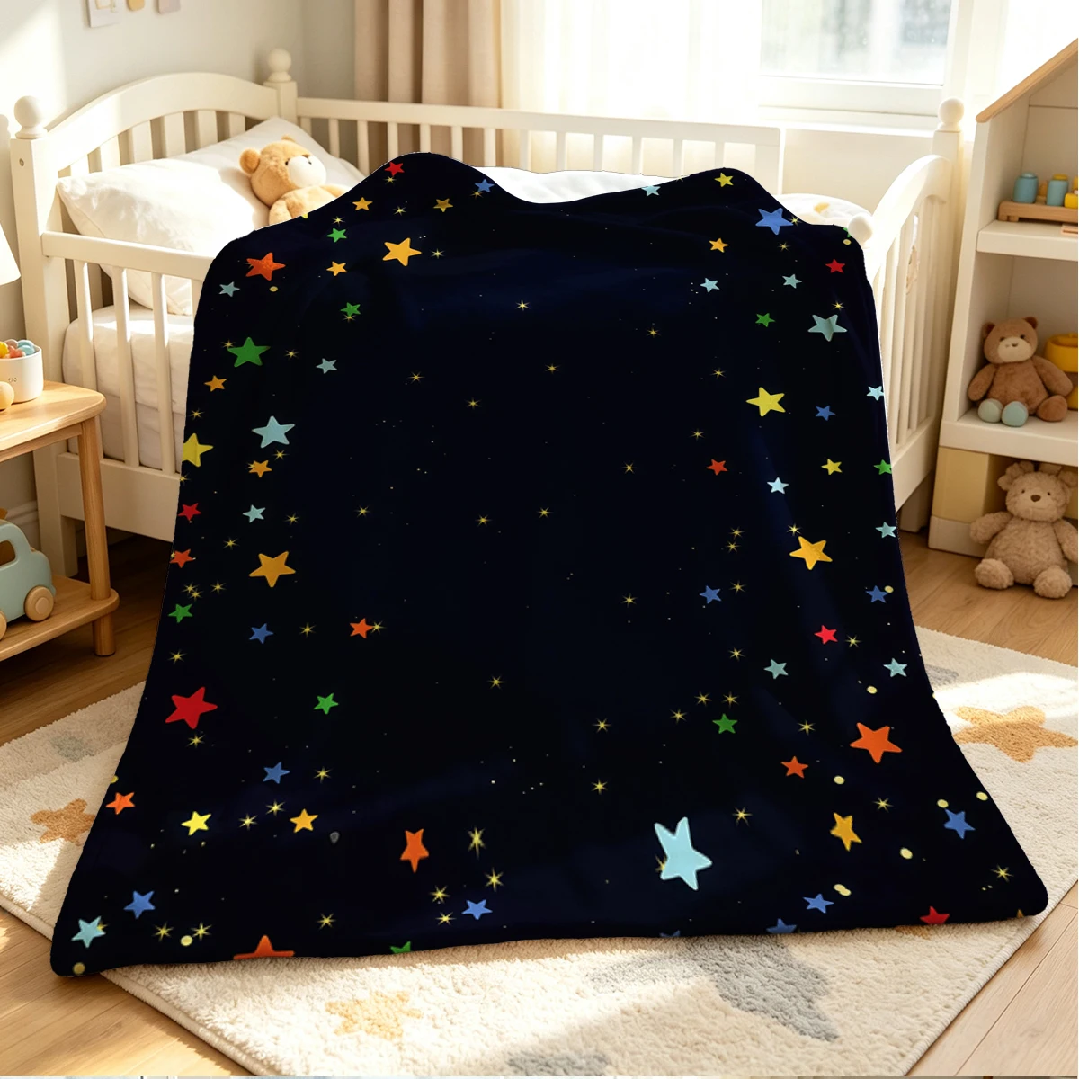 Star Fall Flannel Blanket Warm Soft Halloween Christmas Couch Warm Cozy Decorative Decor Gift for All Season