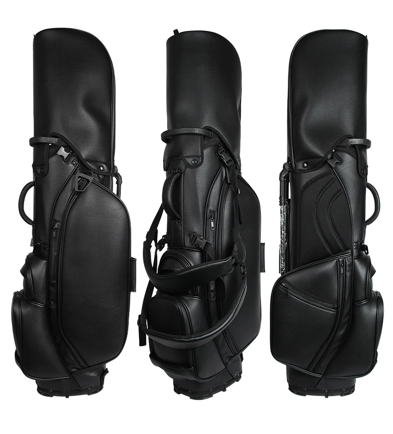 Golf Rack Holder Bag PU Leather Golf Stand Bag Lightweight Waterproof 5-Way Divider Multifunction Bags for Men Clubs Rain Cover