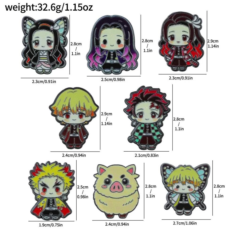 Demon Slayer Enamel Pin Set - 8PCS Collectible Anime Badges Featuring Tanjiro Nezuko Zenitsu Inosuke & Hashira for Wholesale view 6