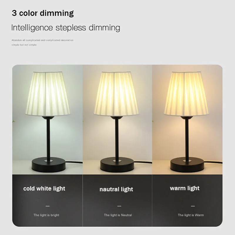 Modern Fabric Table Lamp Bedroom Bedside Lamps LED Nordic Retro Pleated Decoration Small Night Light Floor Lamps for Living Room