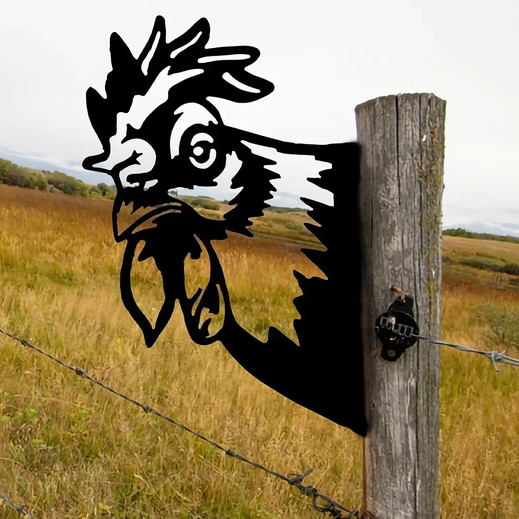 

Hello Young Add A Touch of Farmhouse Charm To Garden Outdoor Decoration with Rooster Head Silhouette Decoration for Garden Party