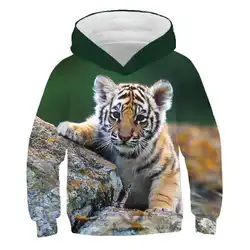 Hoodies 3d Print Animal Tiger Sweatshirts Boys Girls Unisex Cartoons Hooded Fashion Sweatshirts Cute kids Long sleeves Coat