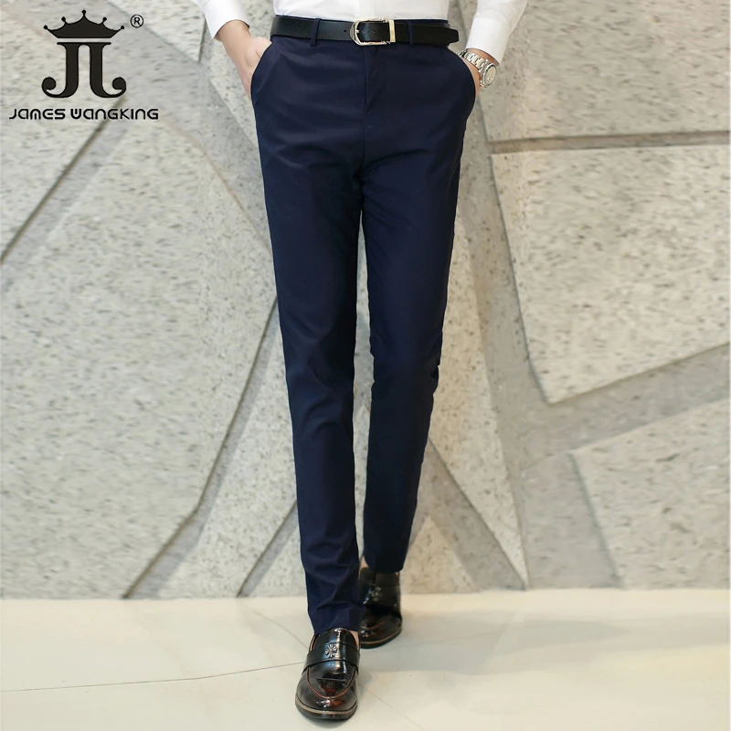 M-6XL Men\'s Fashion Boutique Business Office Suit Pants Male Pure Color Casual Pants Formal Groom\'s Wedding Dress Pants Trousers