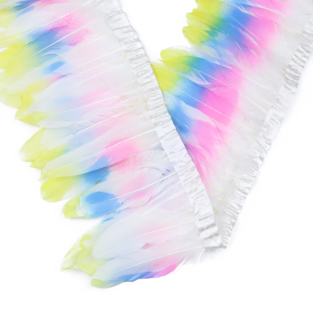 5m Gold Spray Feather Lace Material Shawl Scarf Goose Feather Large Drift Feather Fabric Edge
