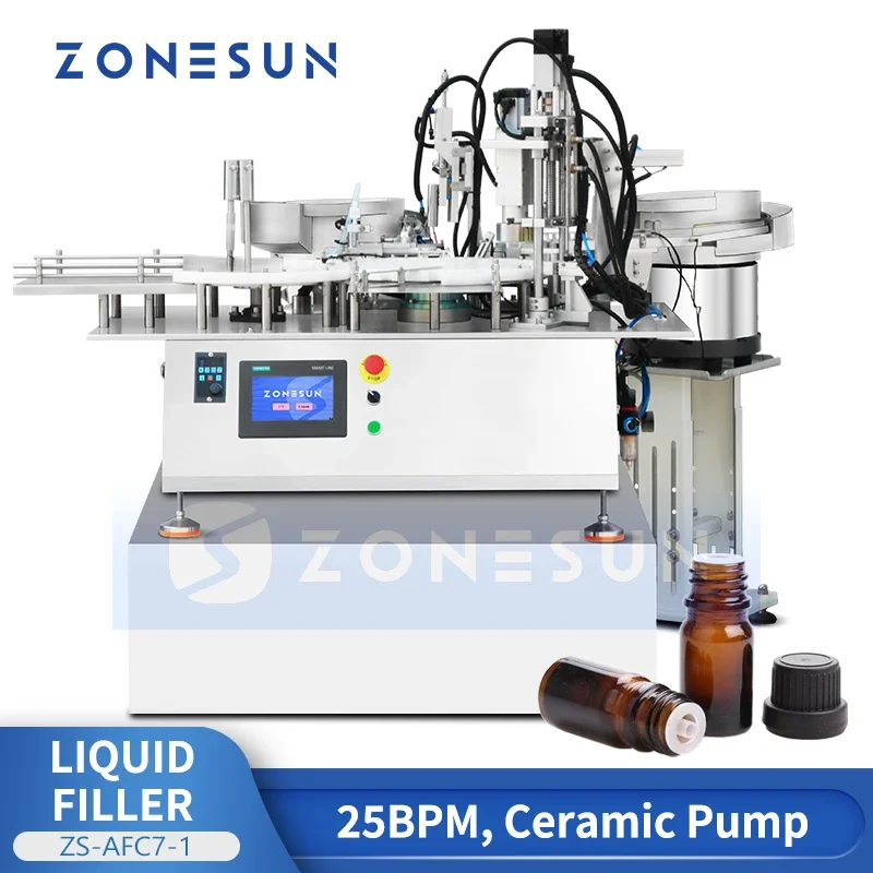 ZONESUN ZS-AFC7-1 Dropper Bottle Filling Capping Machine for Pharmaceutical and Cosmetic Liquid Production Line