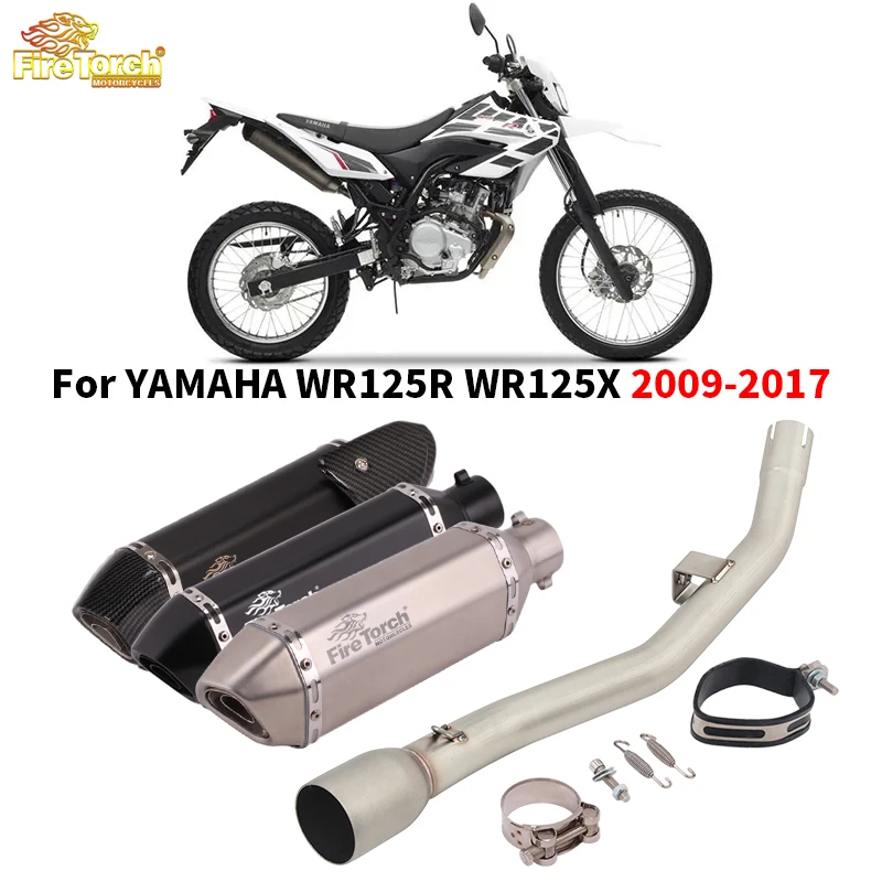 Slip On For YAMAHA WR125R WR125X WR125 R X 2009 - 2017 Motorcycle Exhaust Escape 51mm Mid Link Pipe Muffler Removable DB Killer