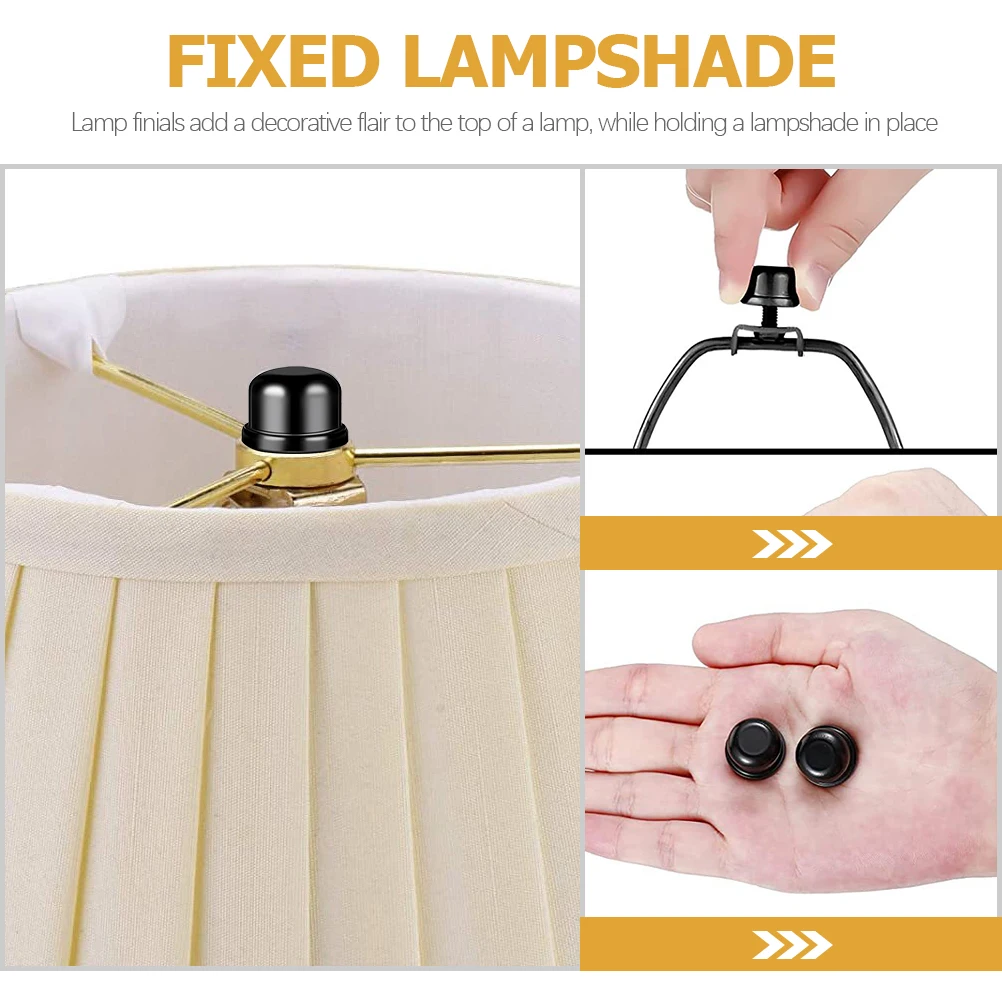 

8pcs Decorative Lamp Finials Black Metal Adjustable Holder Industrial Style Solid Corrosion Resistant Easy Install for Bedroom