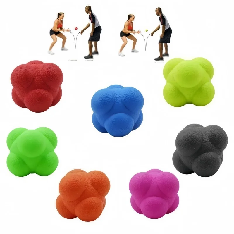 

7cm Fitness Hexagonal Reaction Ball Silicone Agility Coordination Reflex Exercise Reaction Training Sports Fitness Balls Toys