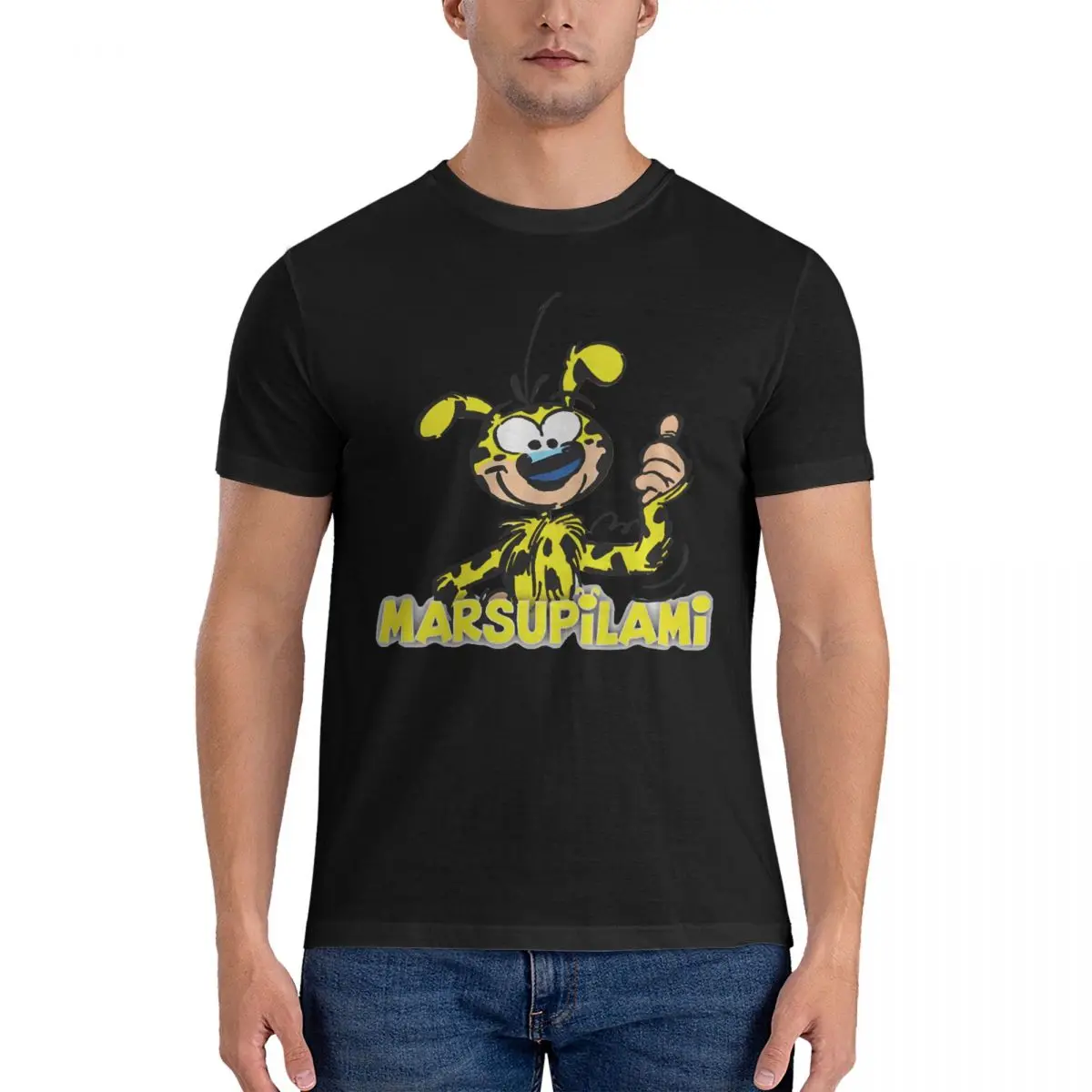 YELLOW T-Shirt for Men Marsupilami Cool 100% Cotton Tee Shirt Crew Neck Short Sleeve T Shirts 6XL Tops