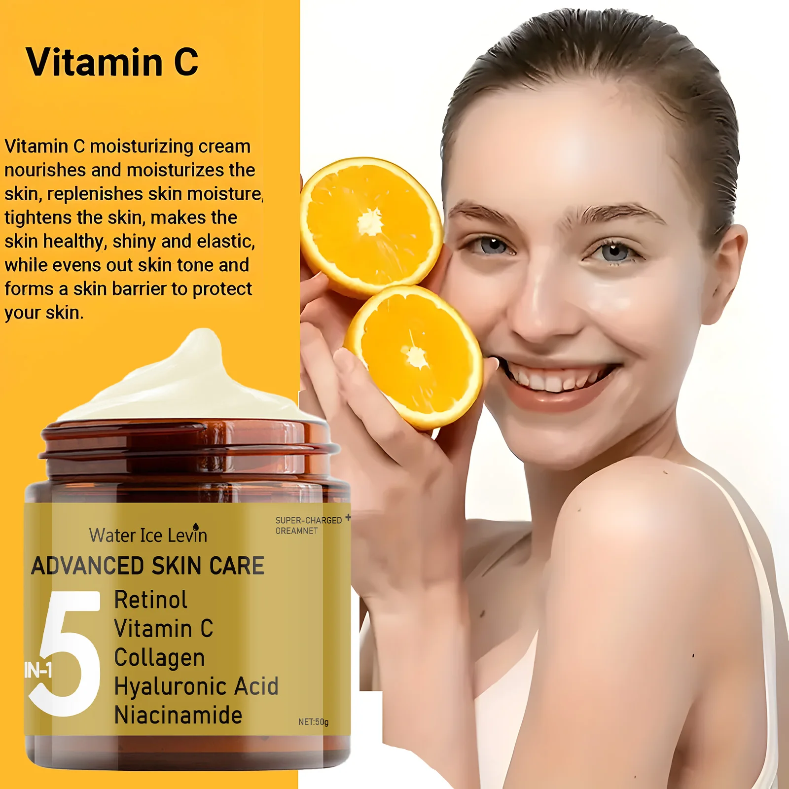 The Face Cream Contains Hyaluronic Acid, Collagen, Retinol, and Niacinamide for Moisturizing and Nourishing, Resulting in Soft, Supple, and Vibrant Skin
