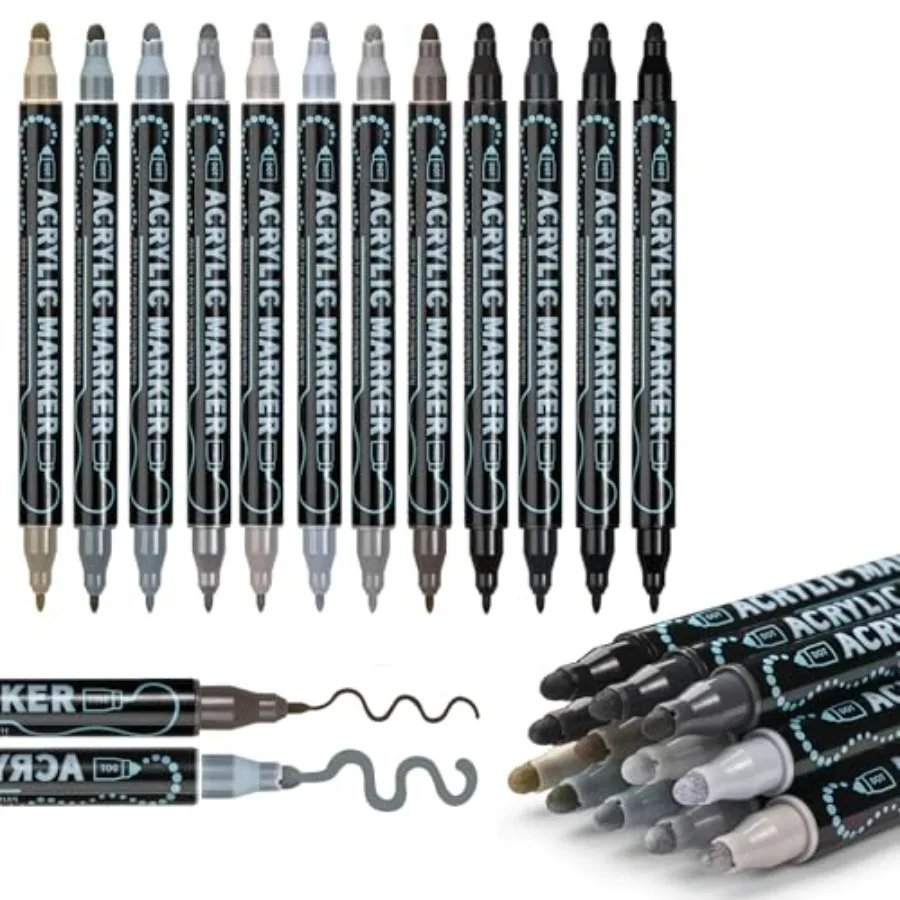 

Dual Tip Acrylic Paint Pens, Adult Artist Acrylic Paint Markers for Wood, Canvas, Stone, Rock Painting, Glass, Ceramic Surfaces