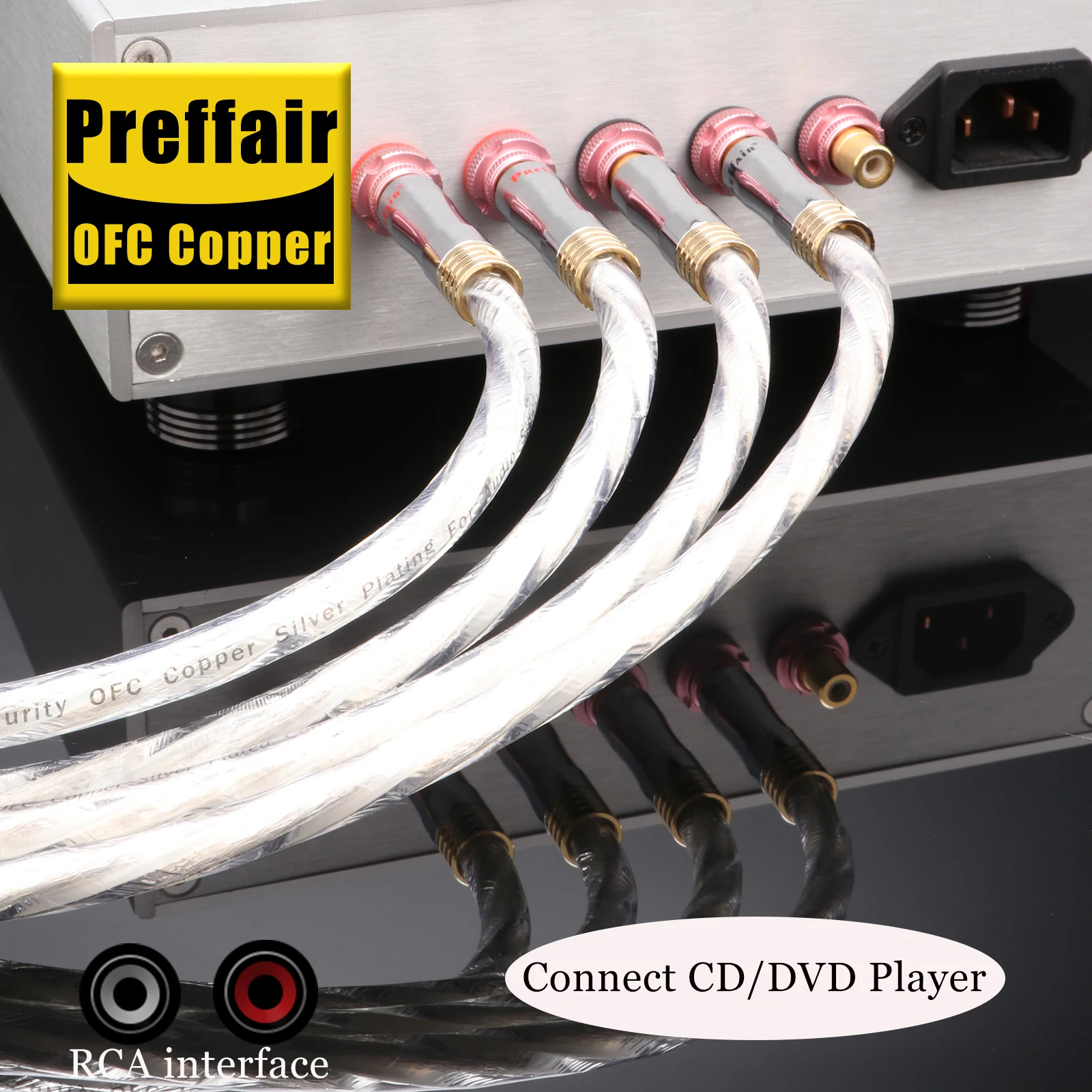 Preffair 1 Paar X413 XLR/RCA symmetrisches/verbindendes Audiokabel für Verstärker und CD-Player, 5N OFC versilberter Leiter – Detail 8