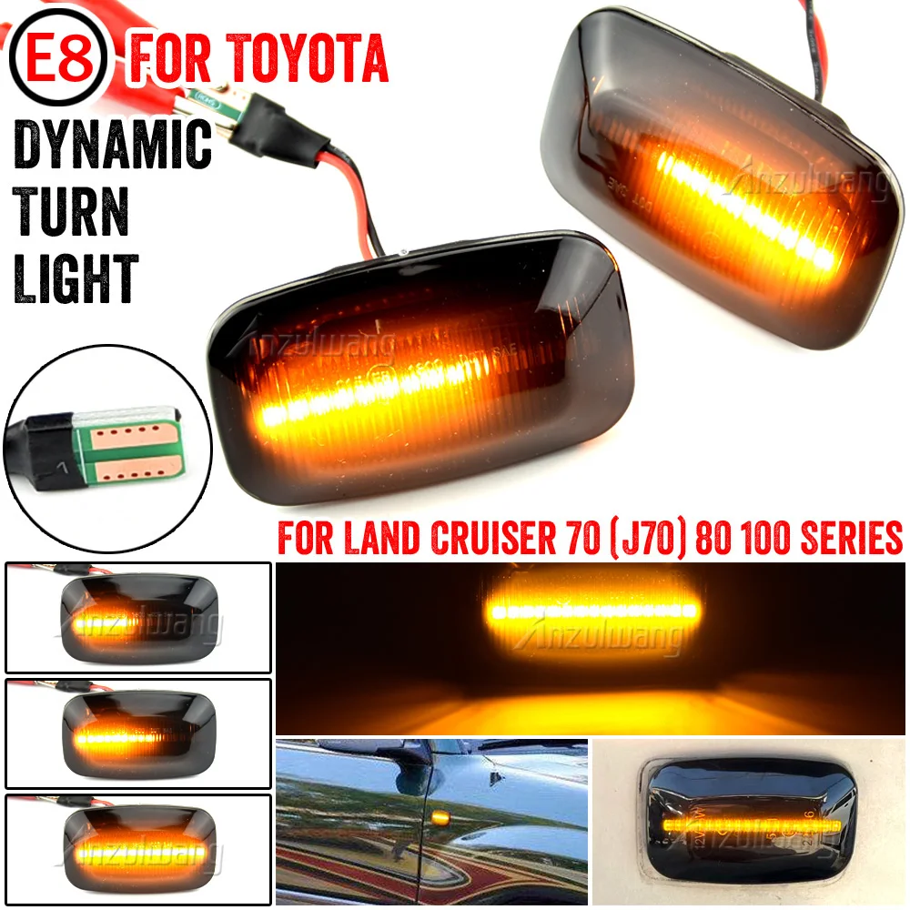 Dynamic LED Side Marker Fender Lights Turn Signal Sequential Blinker Lamps For Toyota Land Cruiser Landcruiser 70 80 100 Series