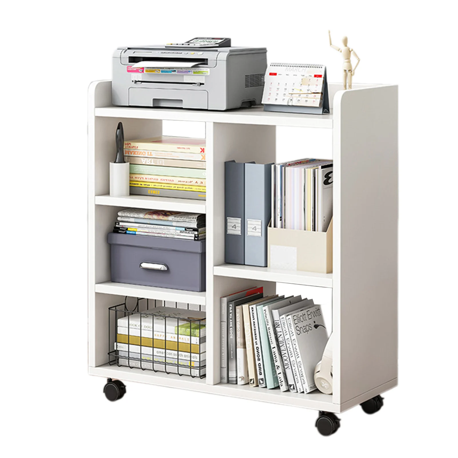 

360 Degree Pulley Heightening Mobile Lateral File Cabinet Spacious Storage, Smooth Rolling Organized Home Office and Small Space