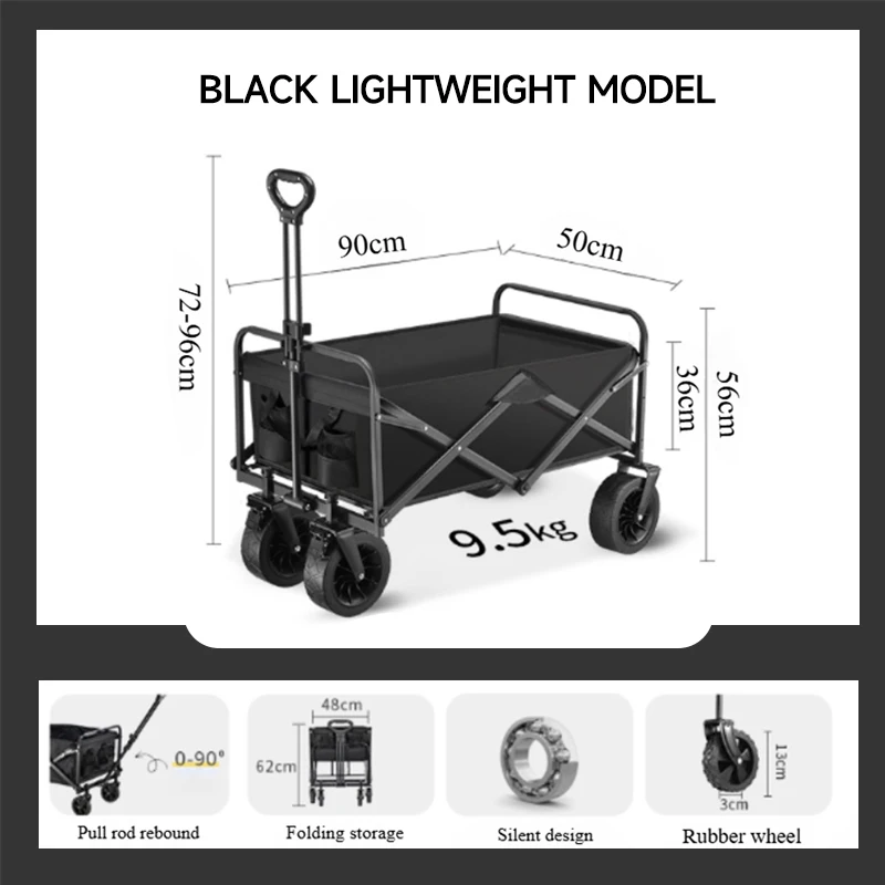 Camping Cart Foldable Trolley Outdoor Picnic Portable Hand-Pull Cart Camping Trailer Camping