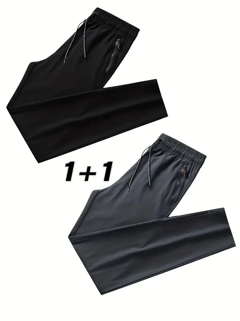 2026 Neu 2-teilige Herren Freizeithose mit Stretch-Elastikbund Jogger Koreanischer Klassiker Blau Schwarz Grau Marken-Herrenhose Übergröße