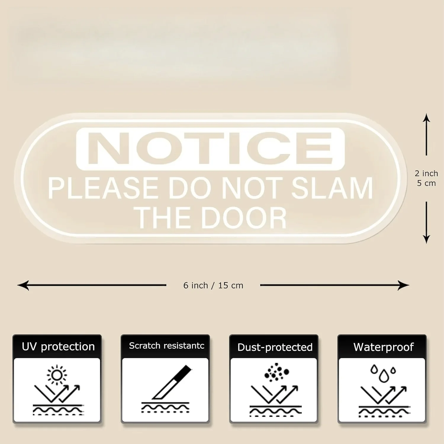 2pcs 2D Flat Please Do Not Slam The Door Vinyl Sticker, Waterproof Warning Decal for Car Window Door Decor