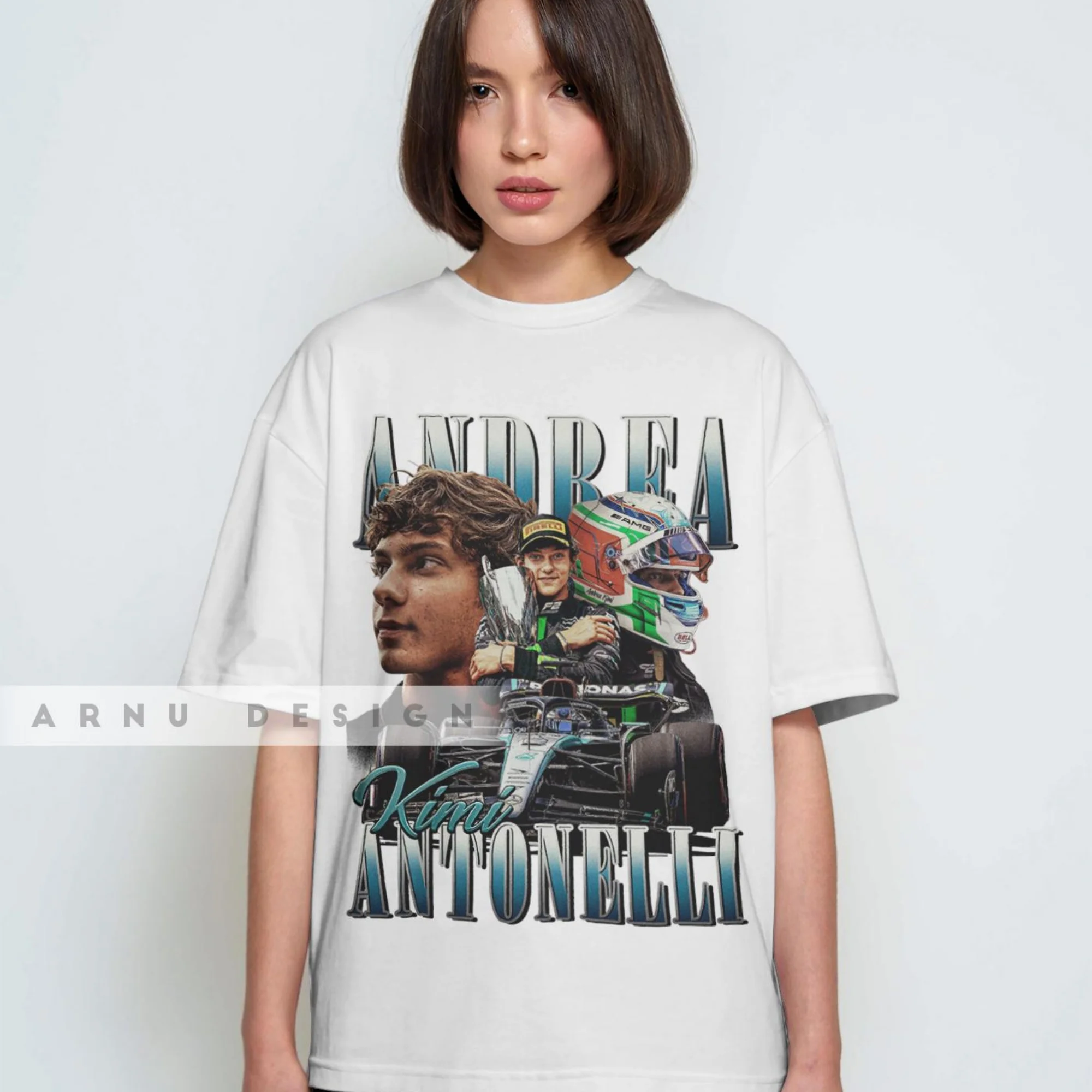 Kimi Antonelli champion graphic unisex 100%cotton T-shirt,2026 summer New High-Quality Men's women's oversize fashion shirt - view 2