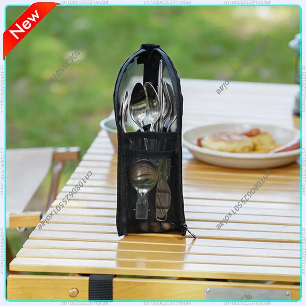 Camping-Kochgeschirr-Aufbewahrungstasche Wasserdichter Outdoor-Geschirr-Organizer Tragbare Reise-Bestecktasche für Outdoor-Picknick-Zubehör