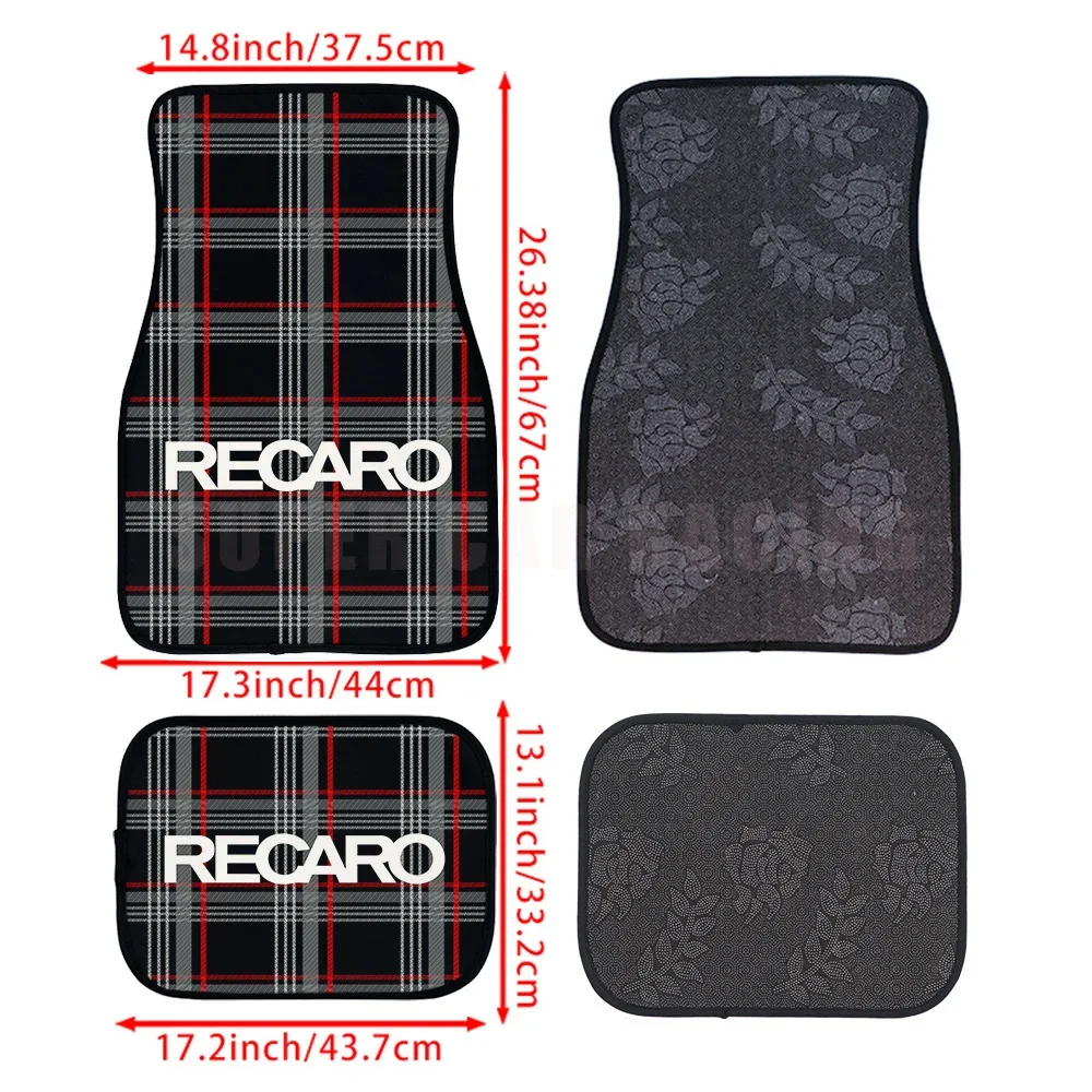 4Pcs Non Slip Recaro Fabric Mat Carpet Anti-Slip Plush Floor Mats Car Mats Pad Protector Car Accessories Decoration