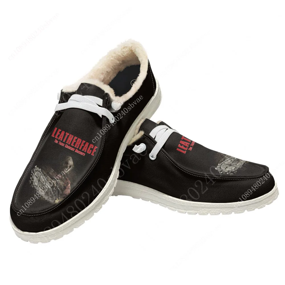 

Texas Chainsaw Massacre Leatherface Plush Flat Shoes Breathable Outdoor Sneakers Lightweight Shoes Custom shoes Custom Made Shoe