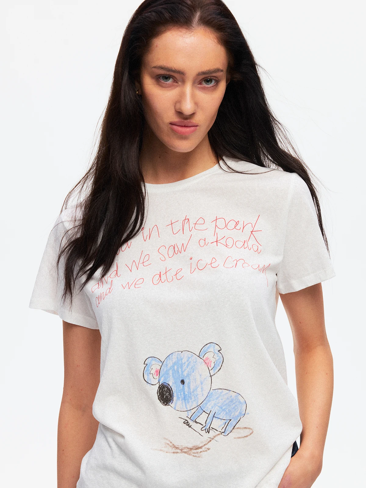 TDDP Holiday Narrative Hand-Painted Cotton Linen Short-Sleeve T-Shirt Women's Loose Summer Top Creative Print Casual Style