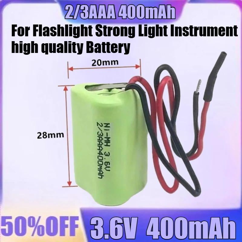 

New Ni-MH 2/3AAA 400mAh 3.6V Rechargeable Battery for Flashlight Strong Light Instrument High Quality Battery