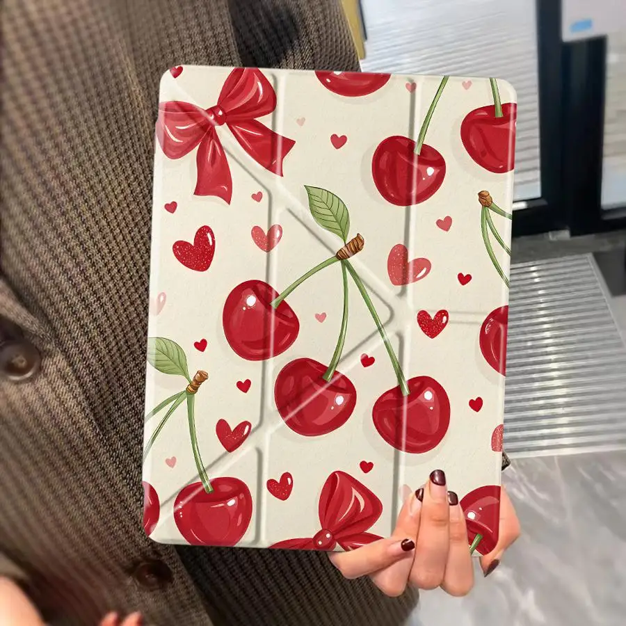 Holder Cover Tablet Case For iPad Mini 6 7 Air 4 5 M3 M2 1 2 M4 11inch Pro 11th 10th 9th 8th 7th 12.9inch Pro 2025 Sweet Cherry