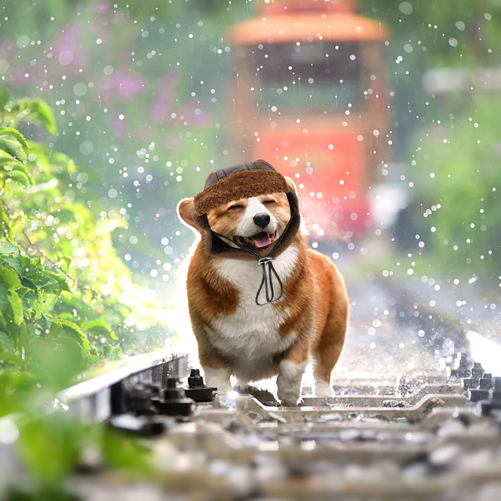 

Pilot Hat Pet Costume for Dog Cat Animal Brown Size S Creative Look Lovely Party Photo Show Costume Great Gift