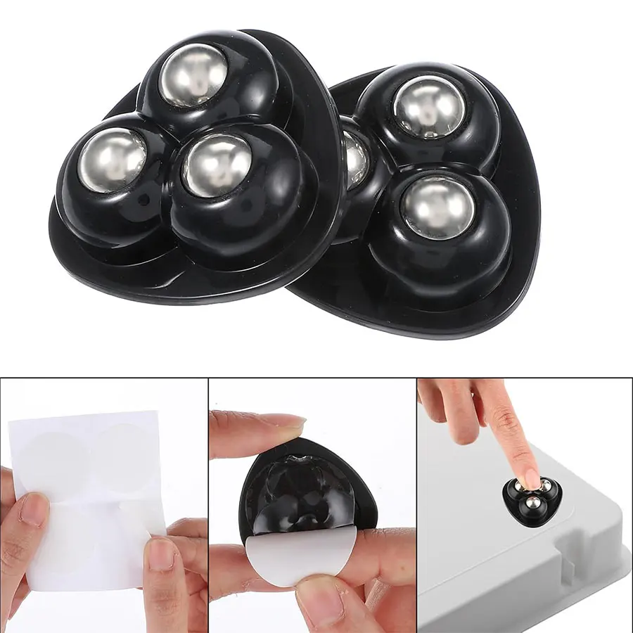 Self Adhesive Mini Roller, 360 ° Rotating Stainless Steel Ball Bearing Roller, Universal Adhesive Pulley Wheel