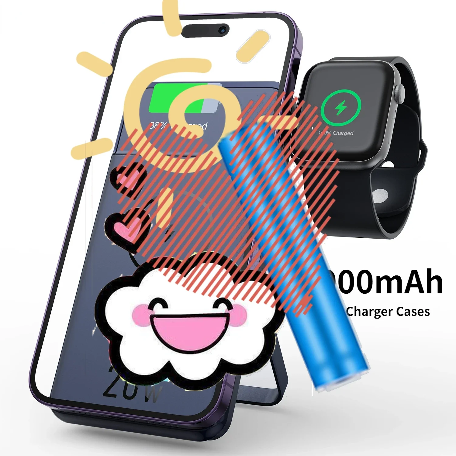 

10000mAh 3in1 Magnetic Wireless Power Bank Portable Fast Charging Station External Spare Battery For iPhone Apple Watch