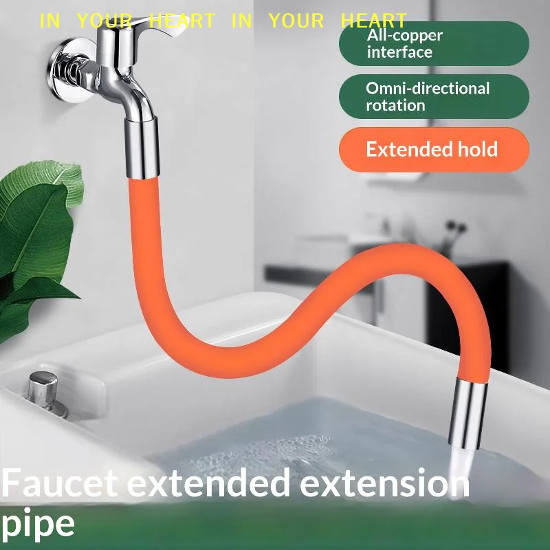 【X】Tuyau d'extension universel pour robinet de cuisine, 20/30/50CM, orange, salle de bain, 360° °   Rallonge de robinet rotative pour lavabo de salle de bain