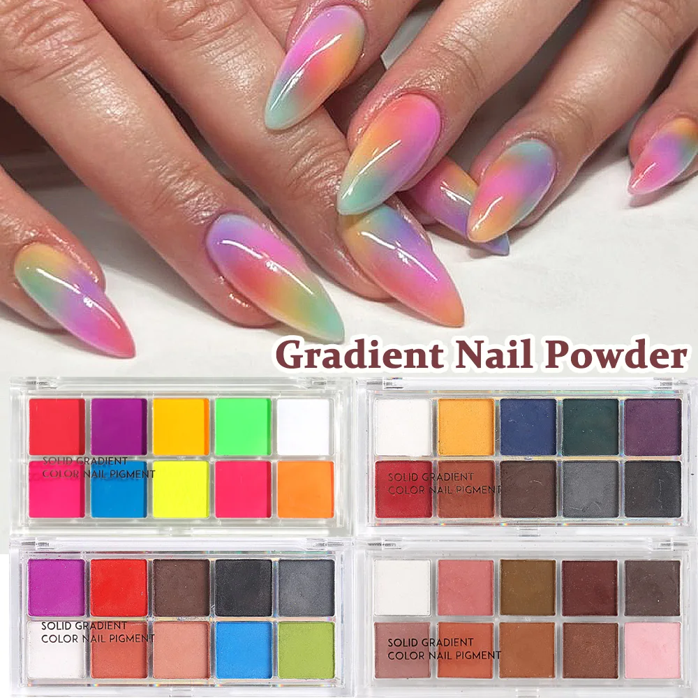 10-Color Gradient Nail Set, Gradient Nail Design for Creating Cute Y2K Punk Charm Nail Decorations, Nail Powder Set