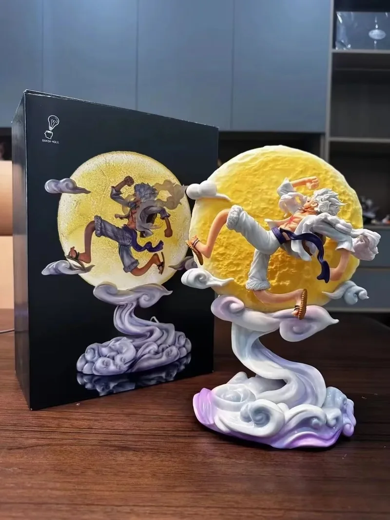 

Anime One Piece Figure Moon Fairy Nika Monkey D Luffy Action Figure Voice-activated With Moon Light Statue Model Toys Gift