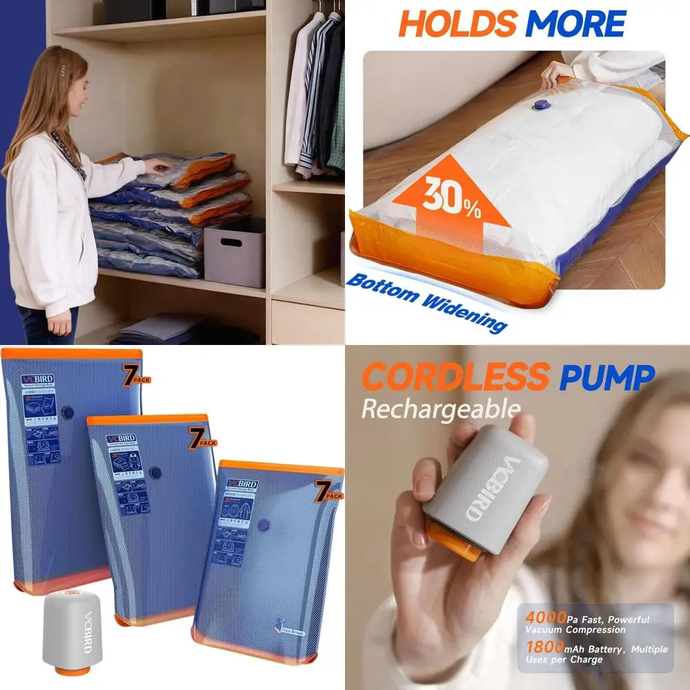 

Набор из 21 перезаряжаемых вакуумных пакетов для хранения с насосом, компрессионные мешки 3 размеров для экономии места, для организации одежды и одеял
