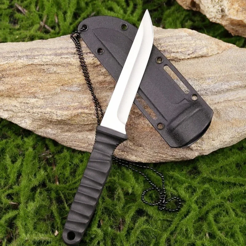 2024 new 9CR18 steel outdoor camping straight knife,edc portable high hardness self-defense adventure knife, necklace tool knife