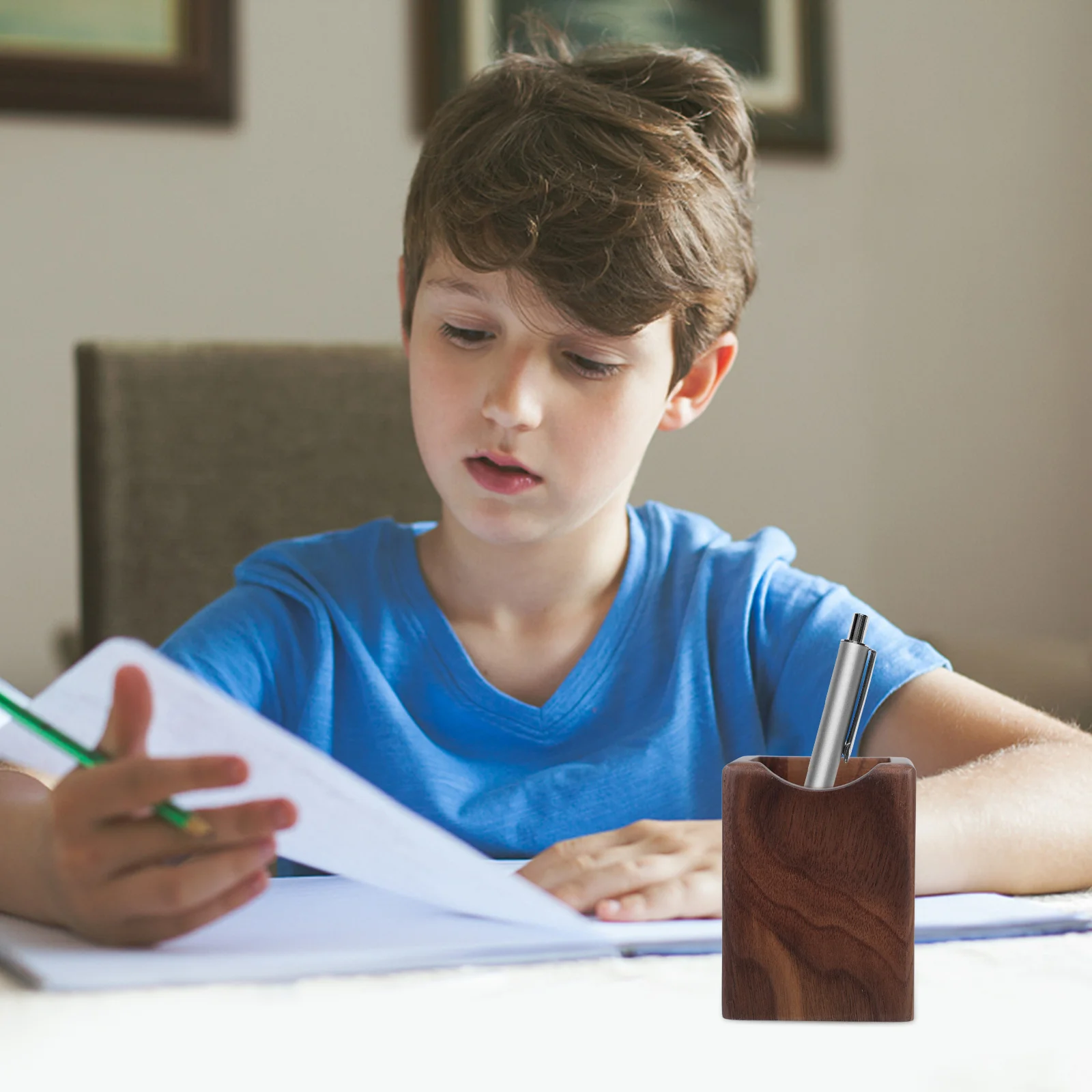 

Wooden Pen Holder Black Walnut Desktop Organizer For Pencils Cosmetics Chopsticks Stationery Storage Desk Organizer