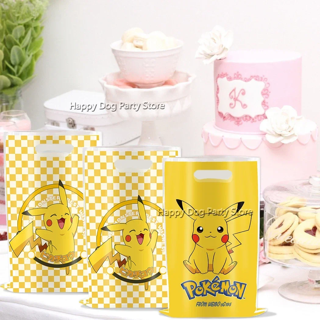 10/20/30/40/50pcs Pokemon Party Pikachu Gift Bags Kids Candy Treat Bag Party Supplies Goodie Bags For Kids Birthday Wrapping Box