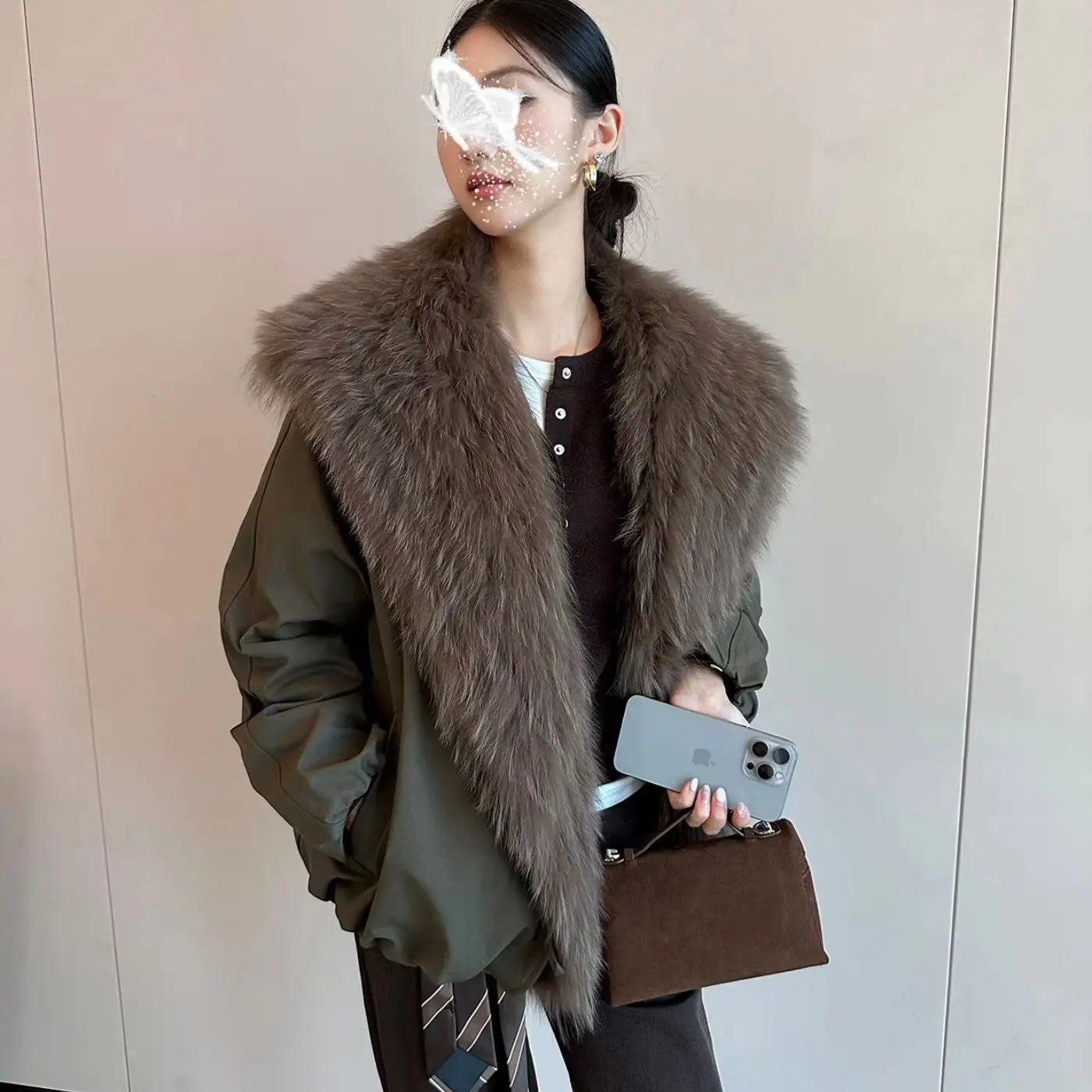 Women Down Jacket With Real Fox Fur Collar Short Puffer Coat Oversized Winter Warm Parka Luxury Thick Outerwear Fashion Streetwe