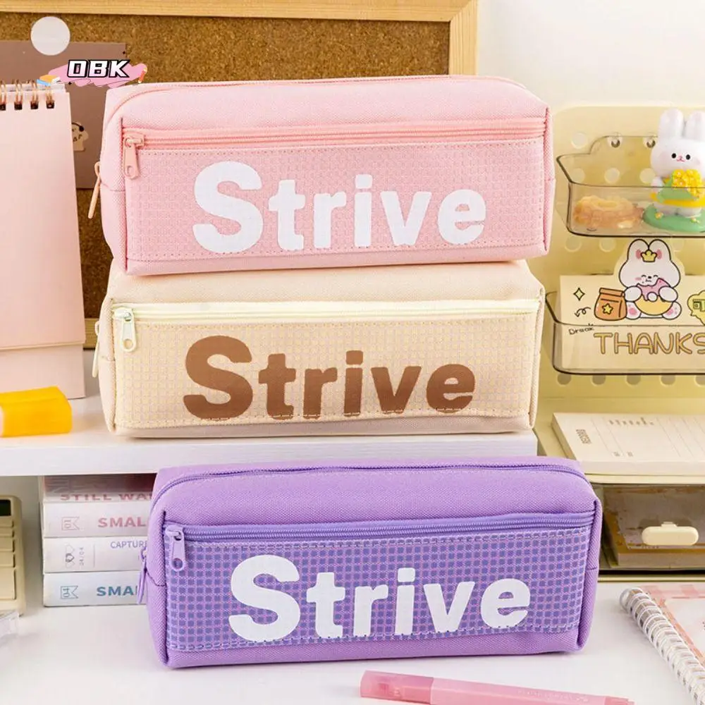 

Durable Double Layer Pen Pouch Large Capacity Wear-resistant Pencil Case Canvas Waterproof Stationery Organizer School