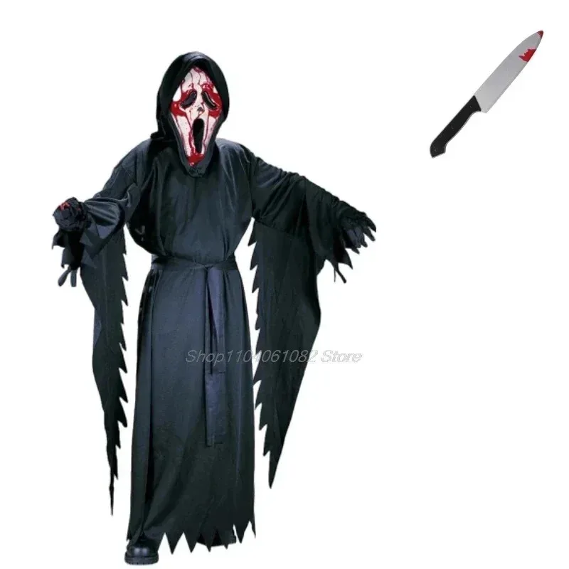 Halloween Children and Adult Dress Up Black Color Scream Costume Dance Party Performance Horror and Scary Cosplay Costumes