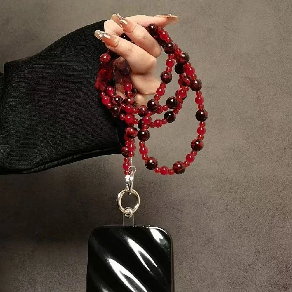 

[A203] Luxury high-end red handmade beaded long messenger lanyard chain mobile phone case bag versatile universal pendant tide