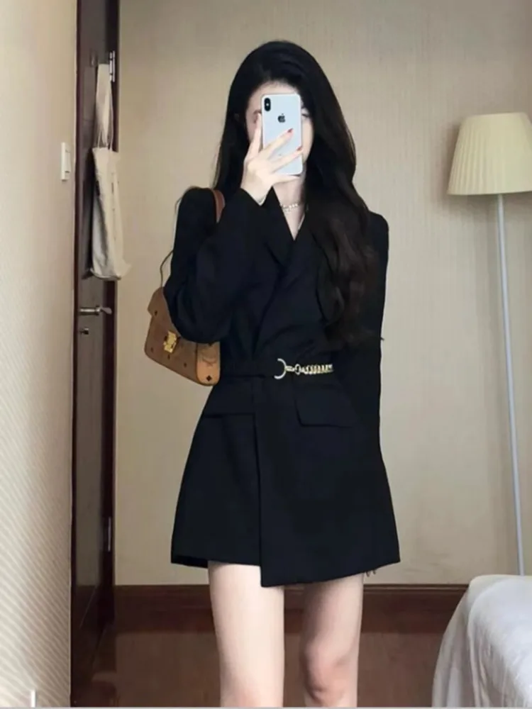 

Office Lady Blazer Casual Coat Outwear Classic Long Sleeve Straight Temperament Women's Korean Style Elegant Chic Coats New