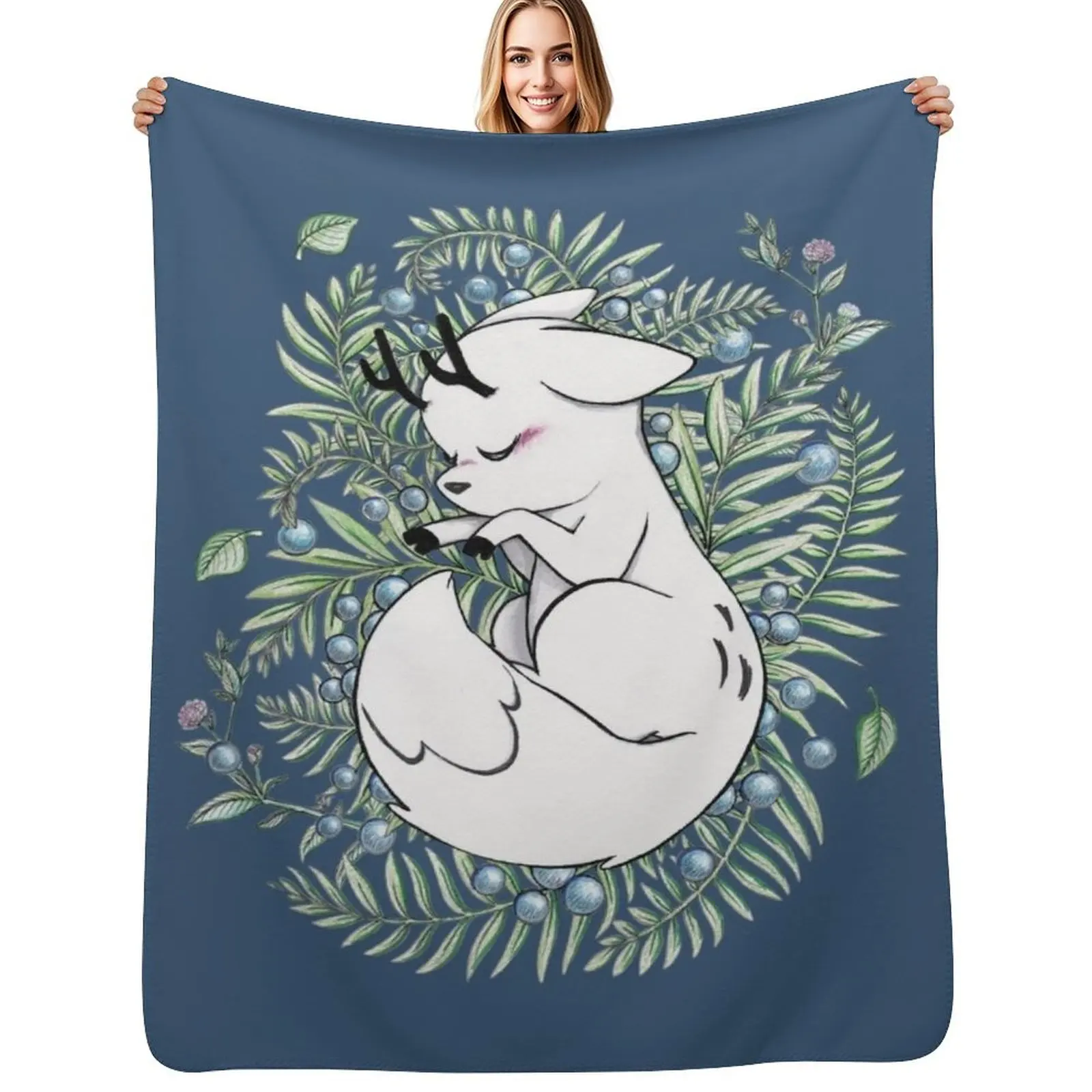 

Deer Fox Throw Blanket for babies Hair Loose Cute Plaid Blankets