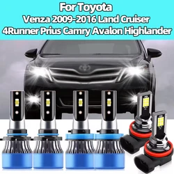 2/4/6x LED Headlight 20000LM Bulbs 6000K Fog Lamps For Toyota Venza 2009-2016 Land Cruiser 4Runner Prius Camry Avalon Highlander