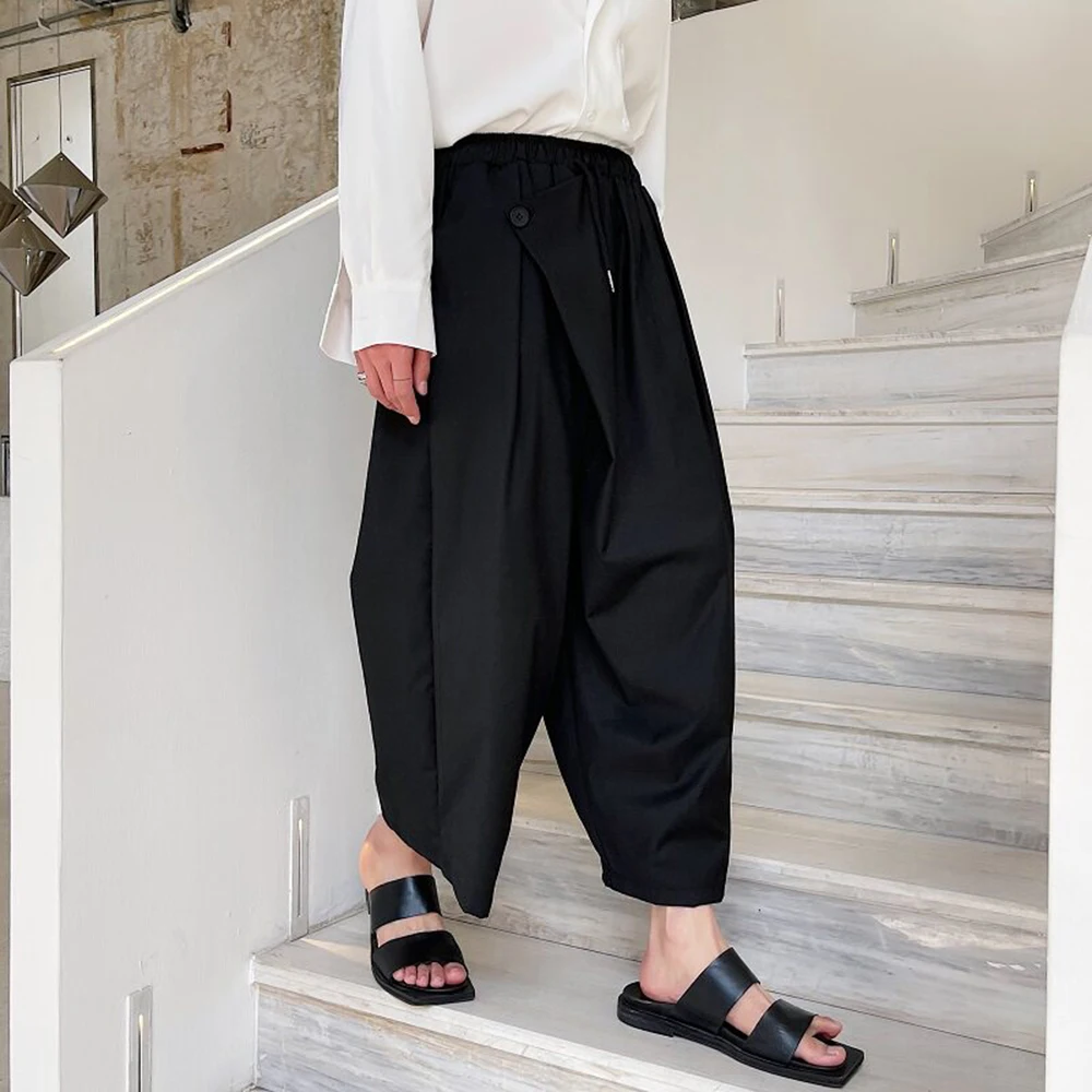 Mens Dark Japanese Irregular Patchwork Harem Pants Streetwear Fashion Youth Trend Niche Designer Casual Pants Men'S Clothing New