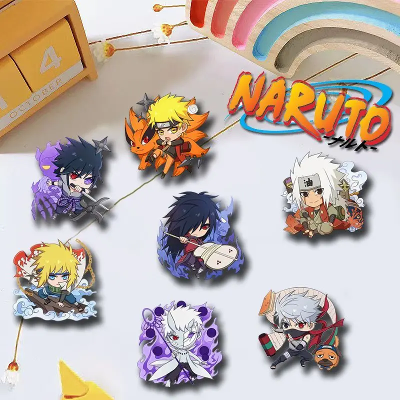 New 1/7Pcs Set Naruto Cartoon Figures Acrylic Brooch Clothes School Bag Medal Decoration Badge Anime Cosplay Props Kid Toy Gift