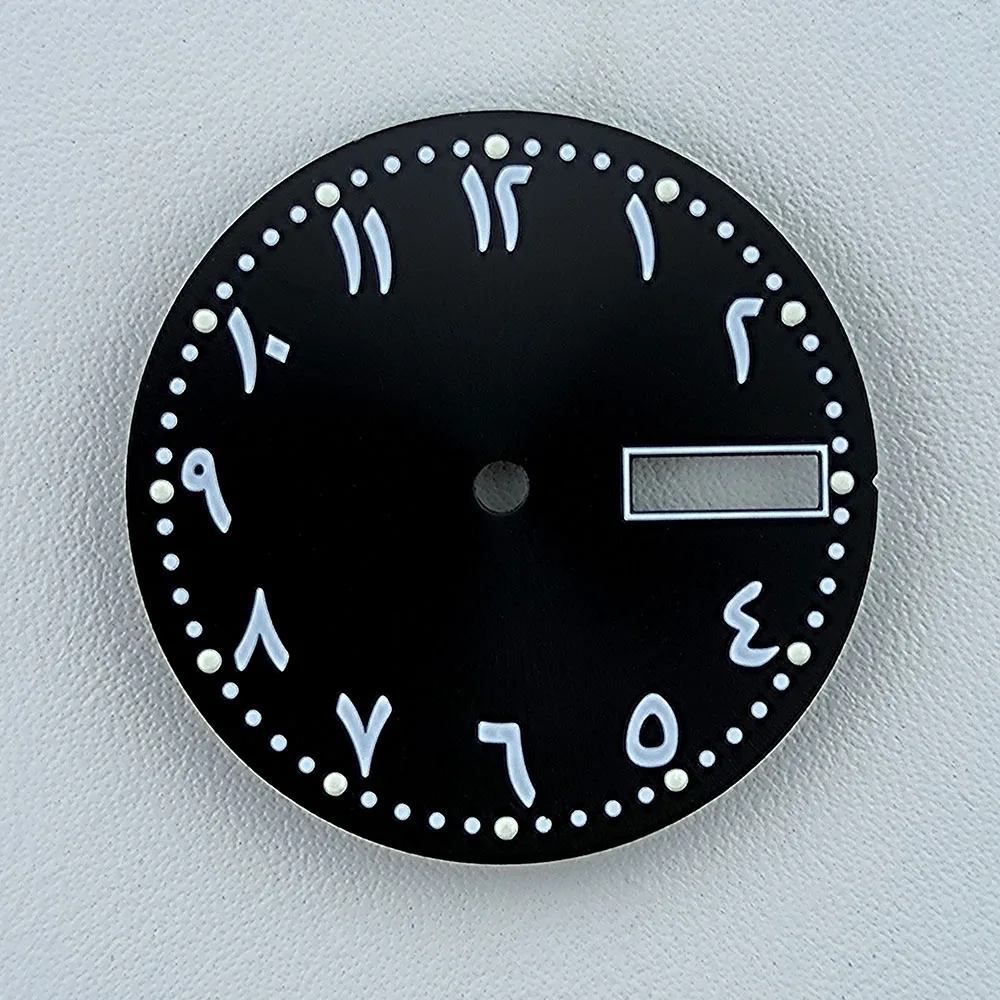 Tarcza NH36 28,5 mm Tarcza zegarka Cyfra arabska Tarcza Niestandardowe logo Tarcza Zielona świecąca tarcza Pasuje do akcesoriów do zegarków z mechanizmem NH36